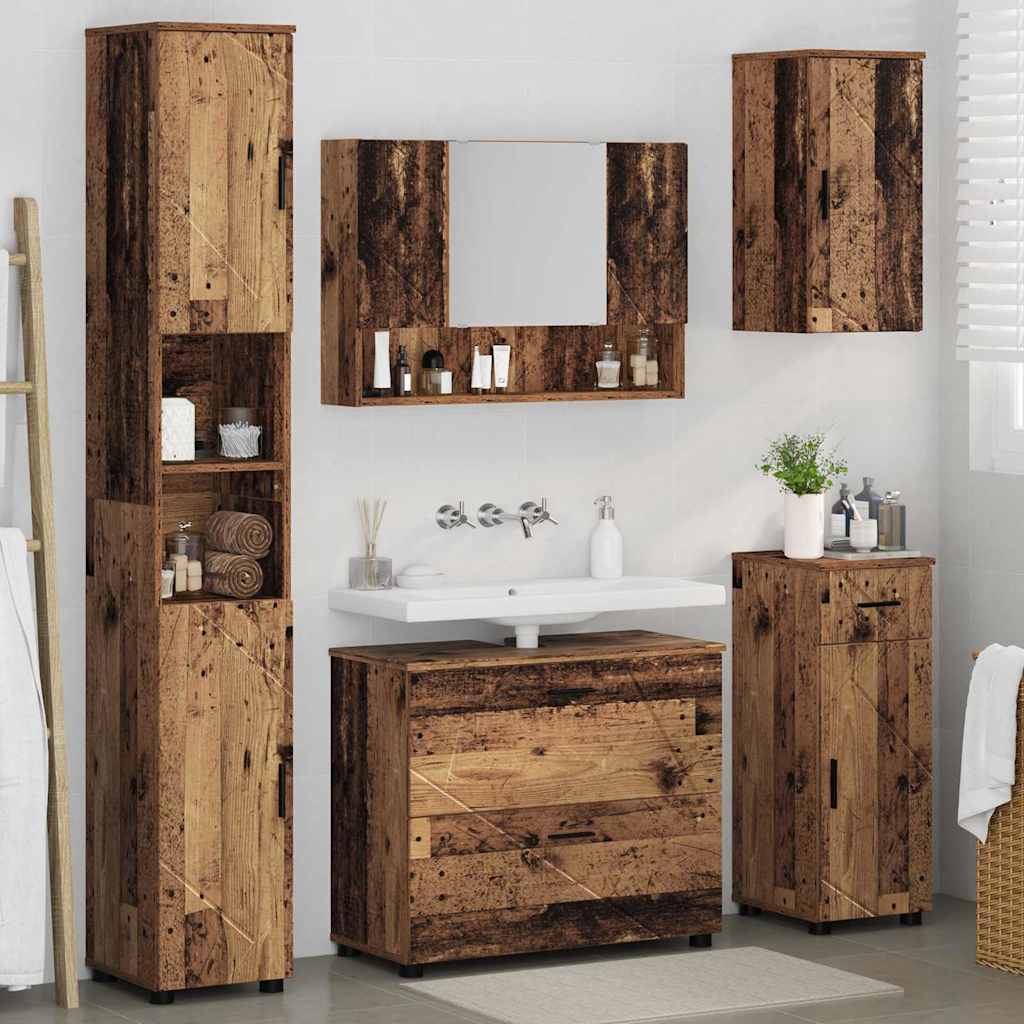 Ensemble de mobilier de salle de bain 5 pc Bois Ancien