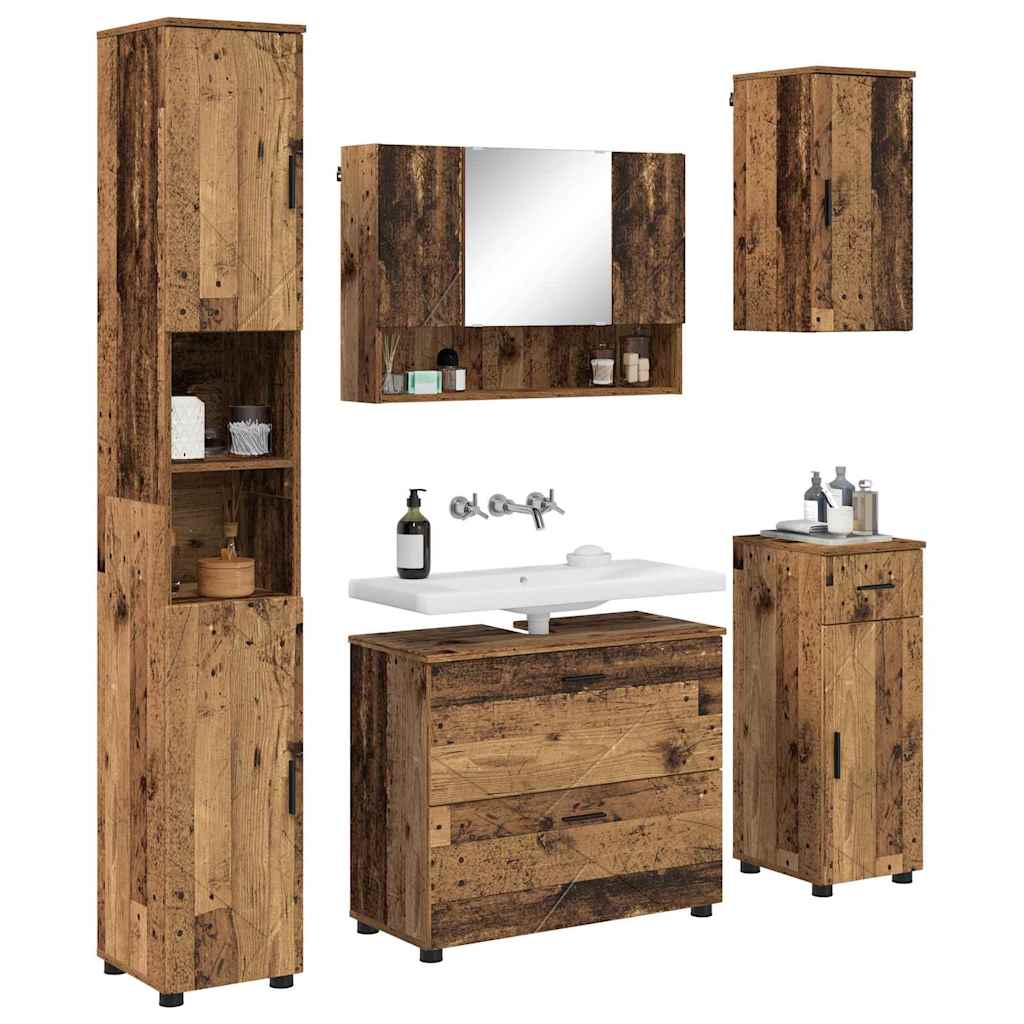 Ensemble de mobilier de salle de bain 5 pc Bois Ancien