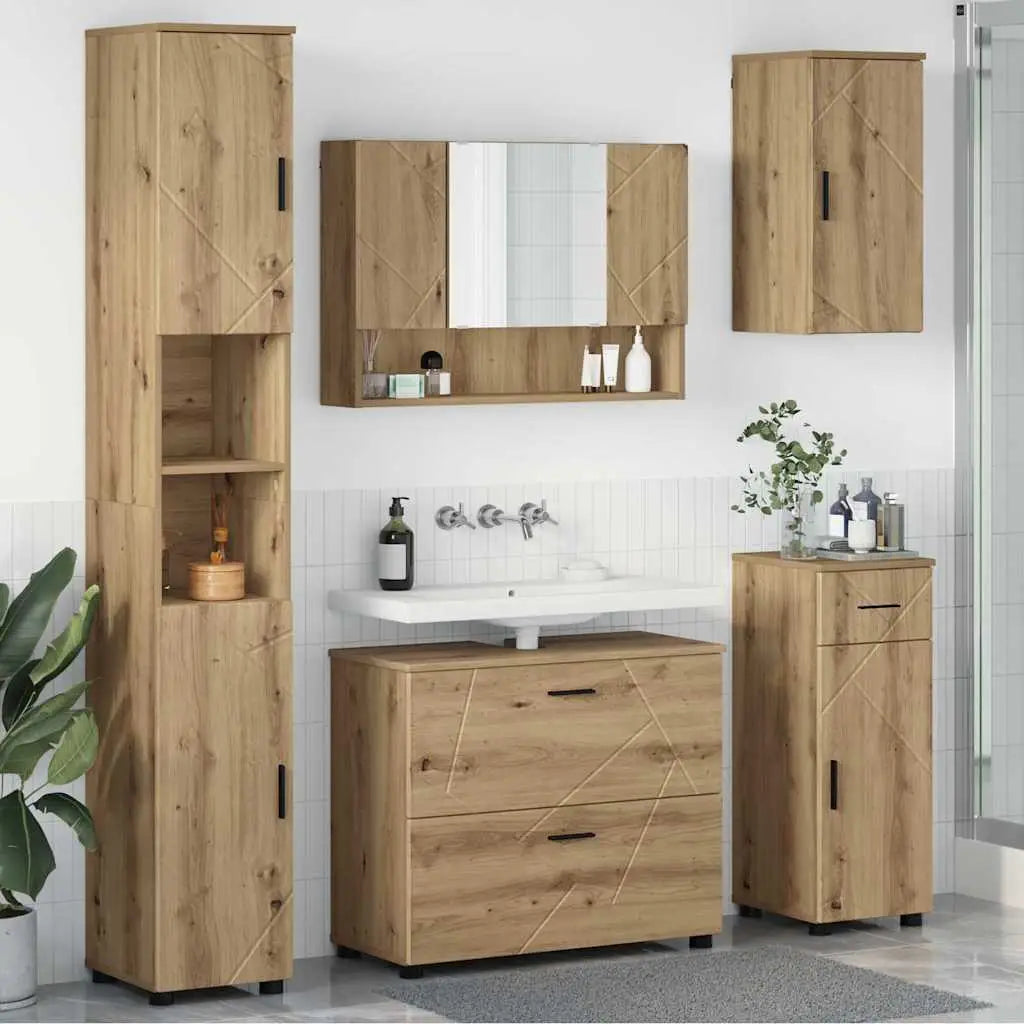 Ensemble de mobilier de salle de bain 5 pc Chêne artisanal - XIOS