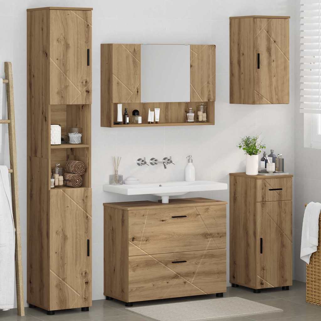 Ensemble de mobilier de salle de bain 5 pc Chêne artisanal