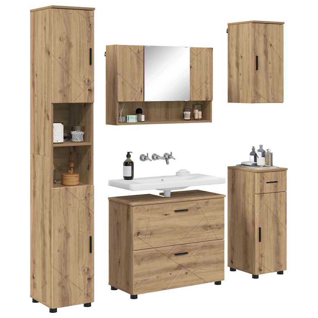 Ensemble de mobilier de salle de bain 5 pc Chêne artisanal