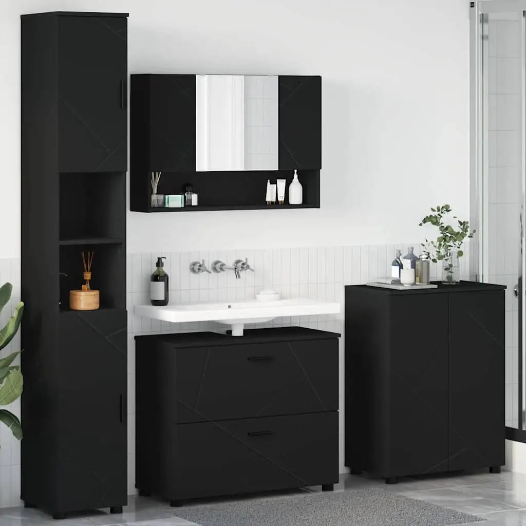 Ensemble de mobilier de salle de bain 4 pc Noir - XIOS