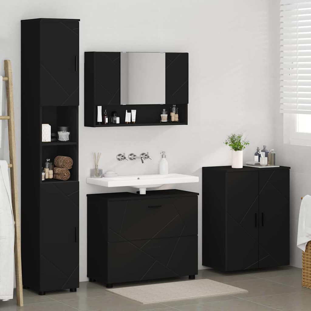 Ensemble de mobilier de salle de bain 4 pc Noir
