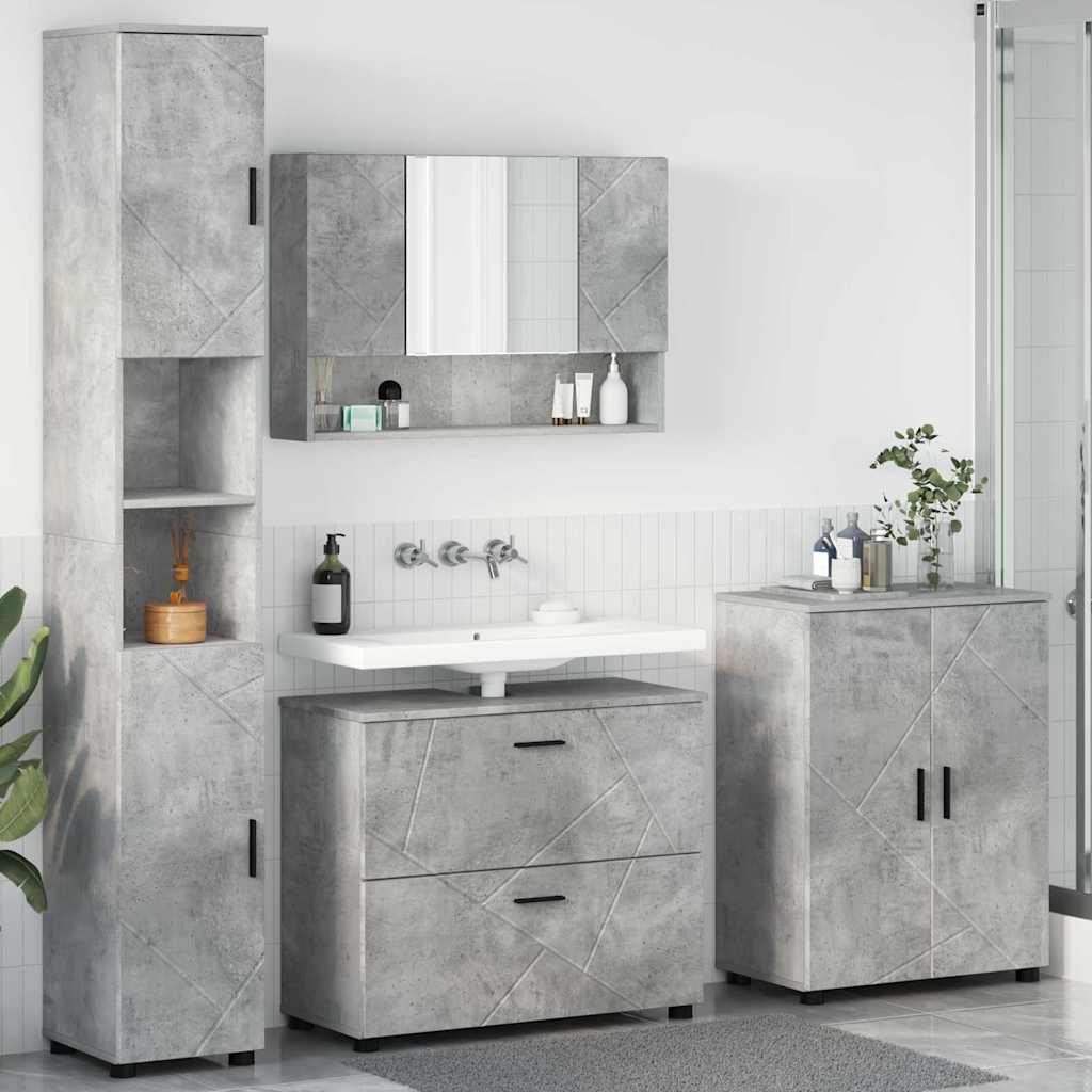 Ensemble de mobilier de salle de bain 4 pc Gris béton