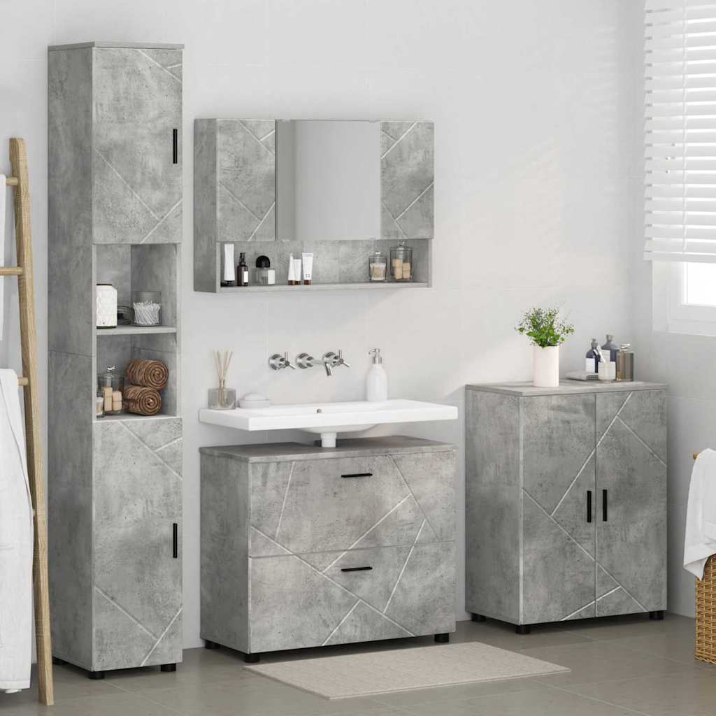 Ensemble de mobilier de salle de bain 4 pc Gris béton