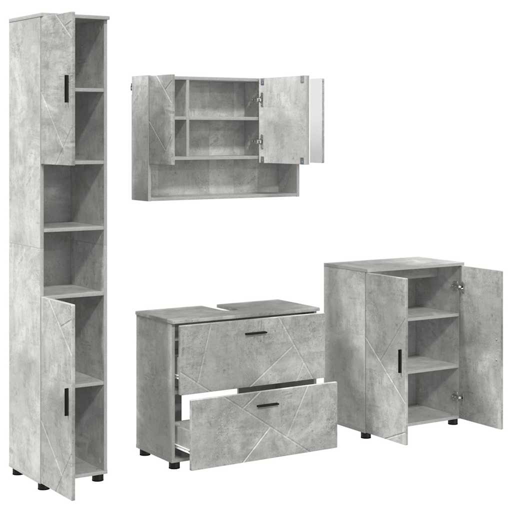 Ensemble de mobilier de salle de bain 4 pc Gris béton