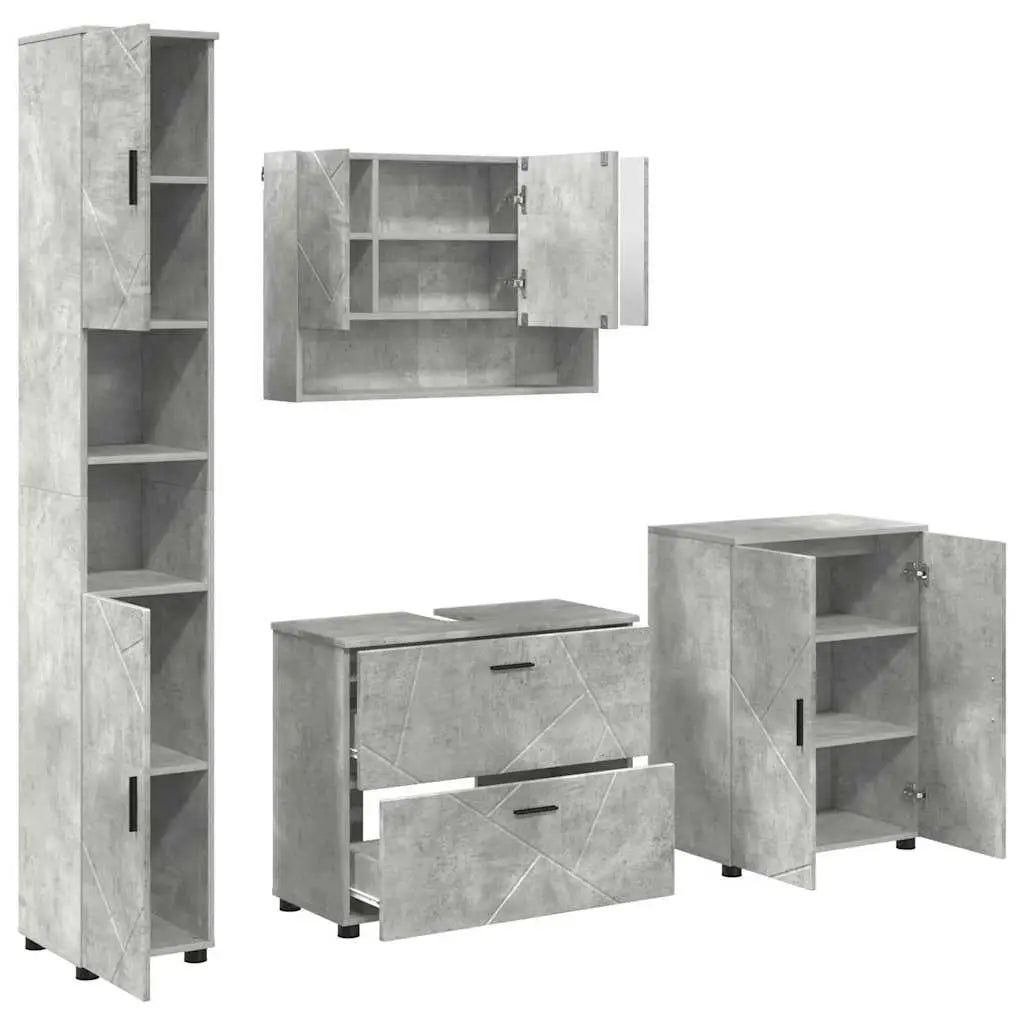 Ensemble de mobilier de salle de bain 4 pc Gris béton - XIOS
