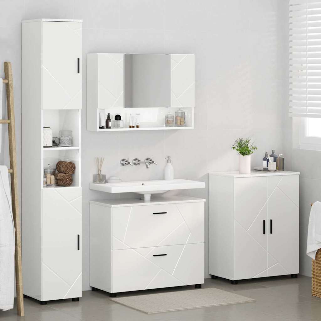 Ensemble de mobilier de salle de bain 4 pc Blanc brillant