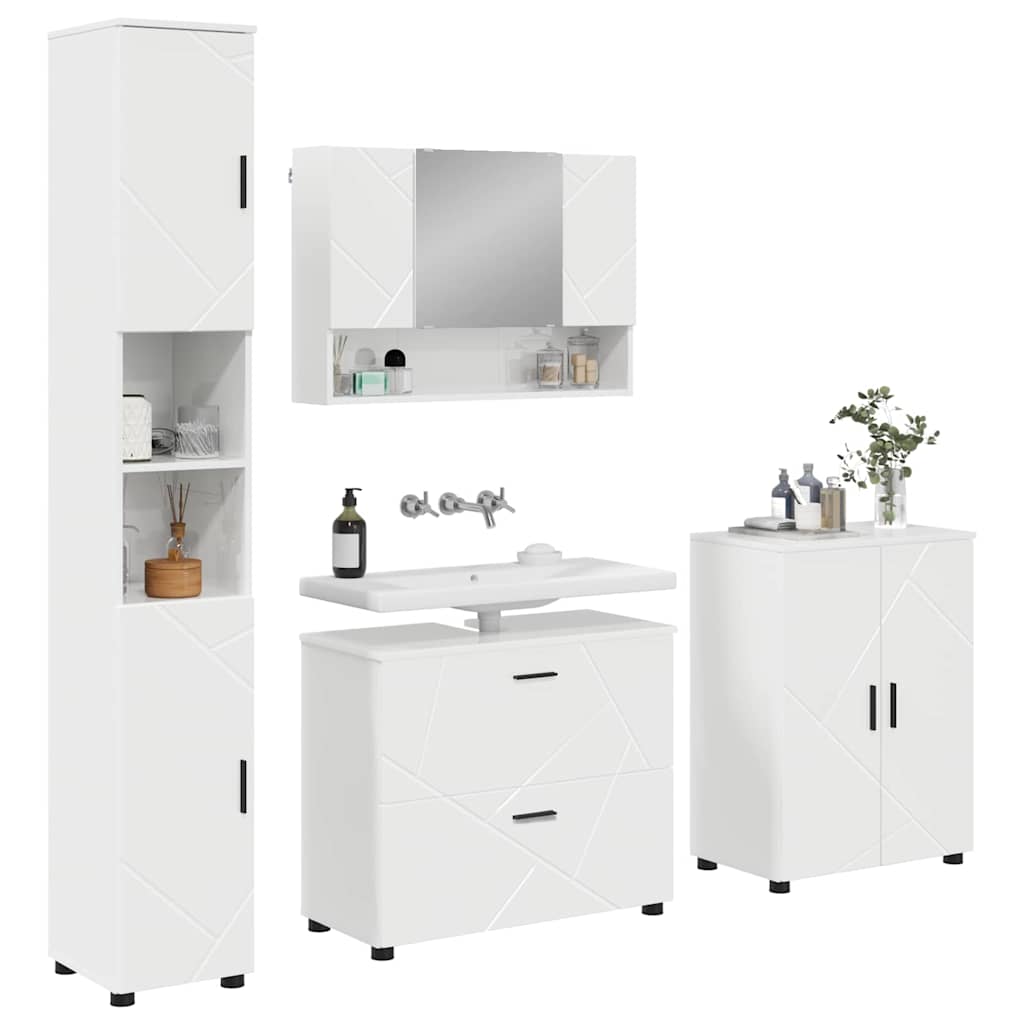 Ensemble de mobilier de salle de bain 4 pc Blanc brillant
