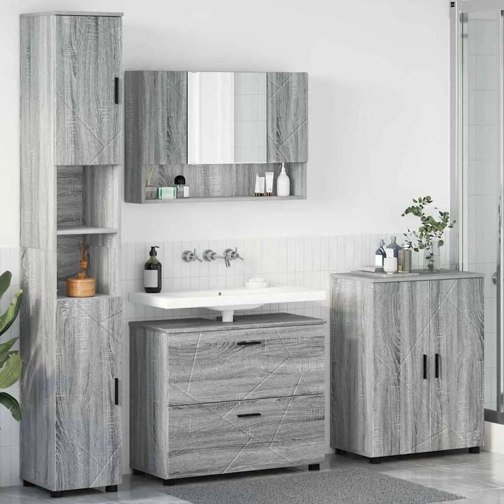 Ensemble de mobilier de salle de bain 4 pc Gris Sonoma - XIOS