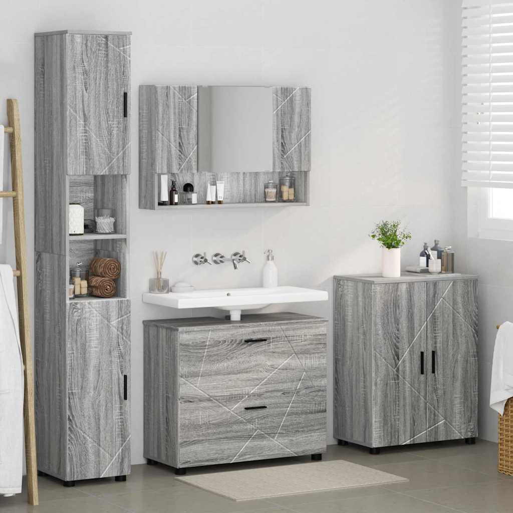 Ensemble de mobilier de salle de bain 4 pc Gris Sonoma
