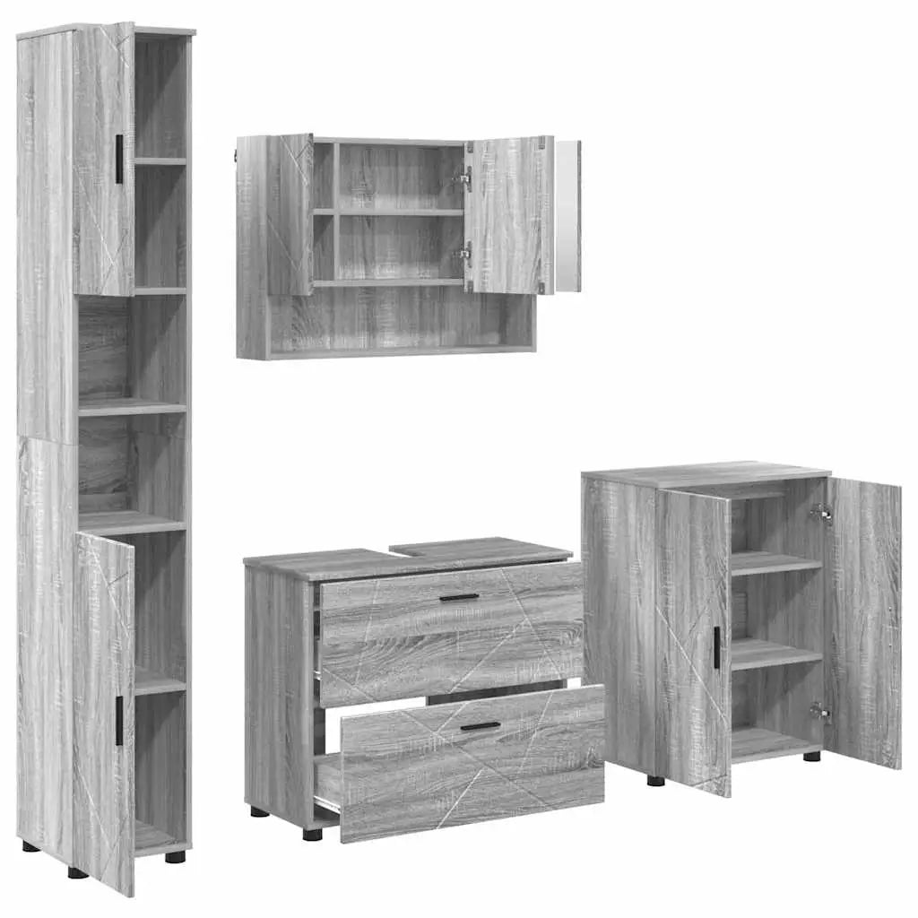 Ensemble de mobilier de salle de bain 4 pc Gris Sonoma - XIOS