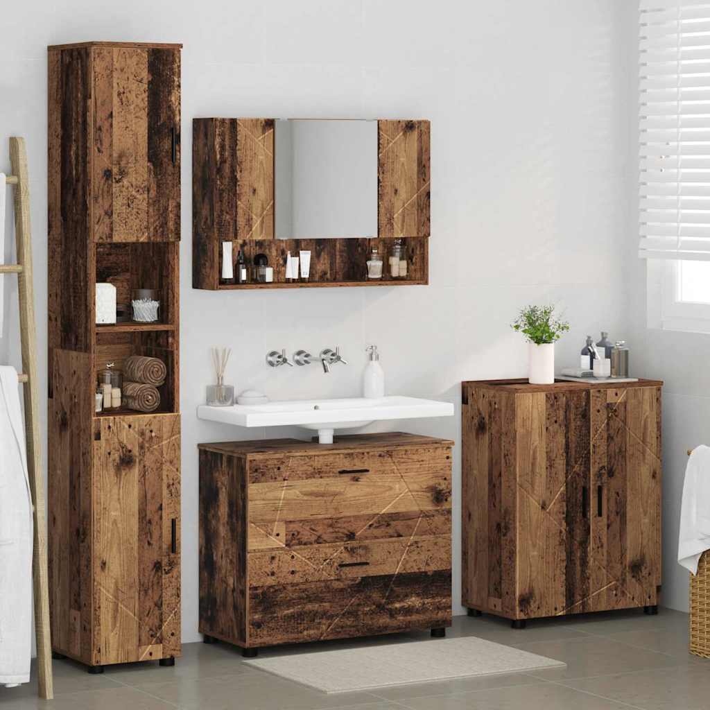 Ensemble de mobilier de salle de bain 4 pc Bois Ancien