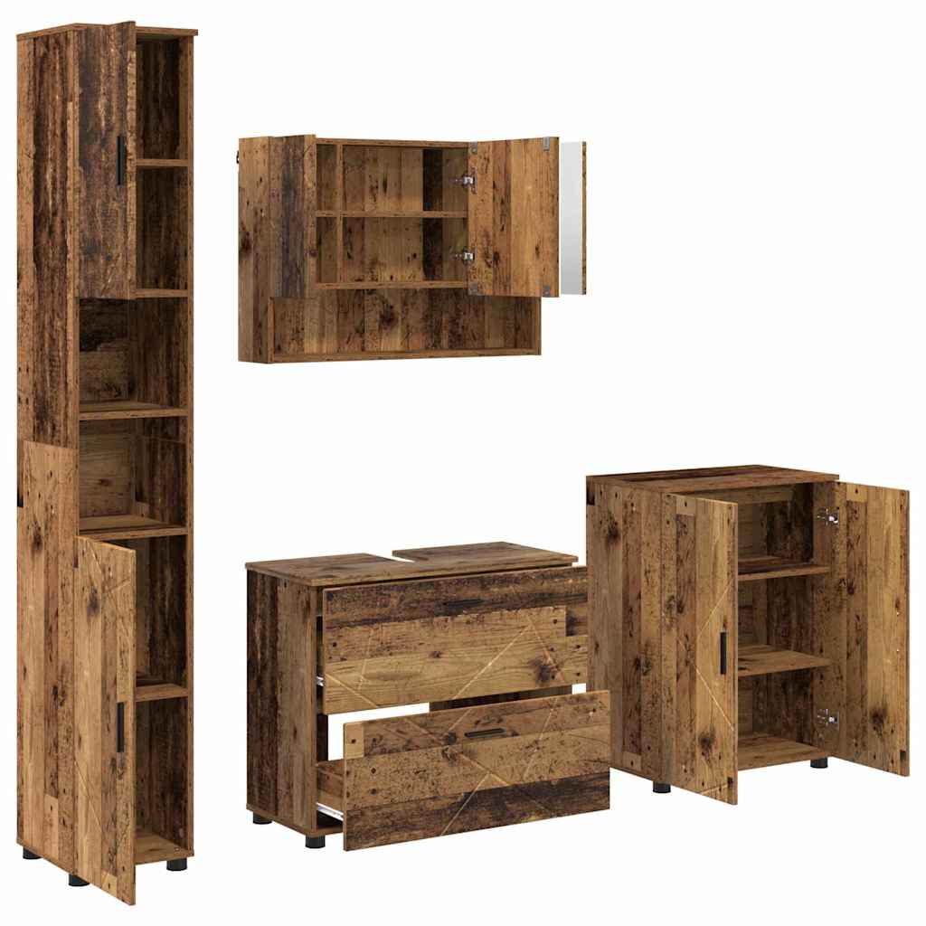 Ensemble de mobilier de salle de bain 4 pc Bois Ancien