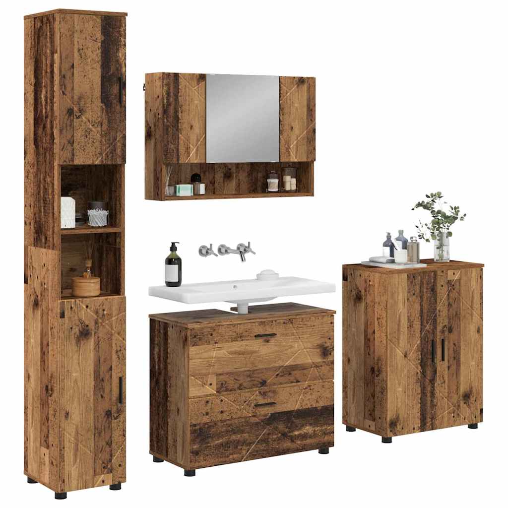 Ensemble de mobilier de salle de bain 4 pc Bois Ancien