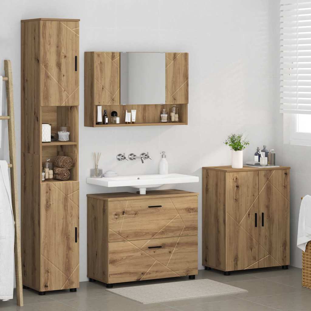 Ensemble de mobilier de salle de bain 4 pc Chêne artisanal