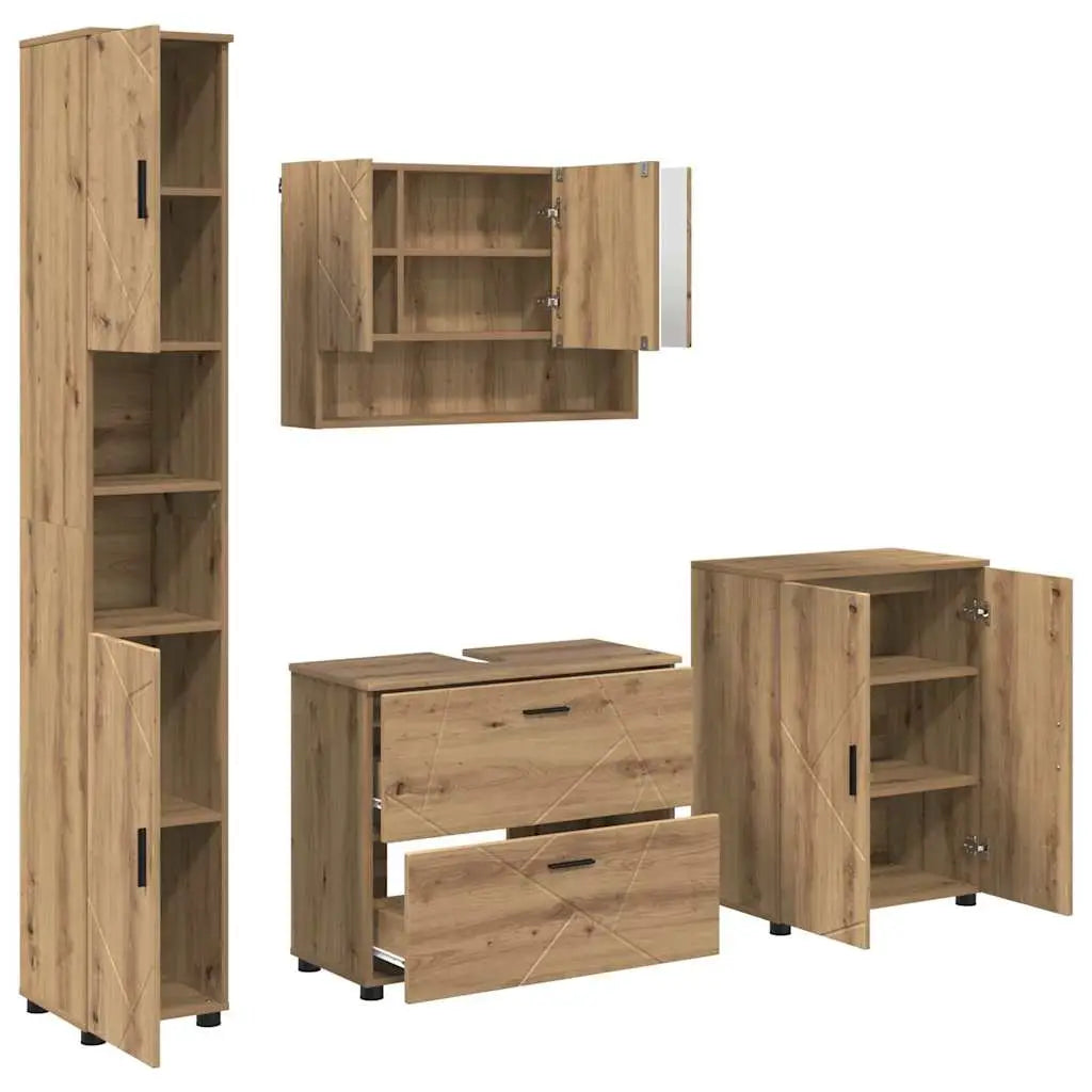 Ensemble de mobilier de salle de bain 4 pc Chêne artisanal - XIOS