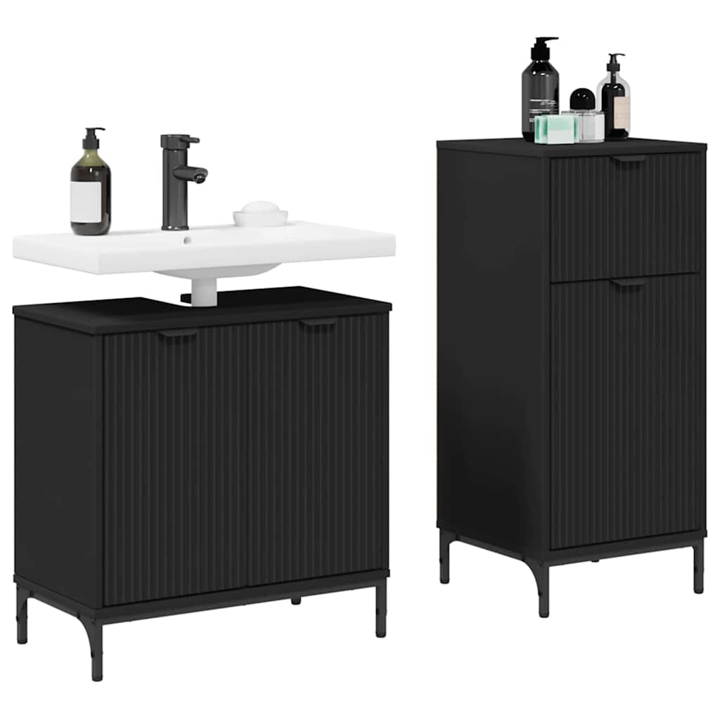 Ensemble de mobilier de salle de bain 2 pc Noir
