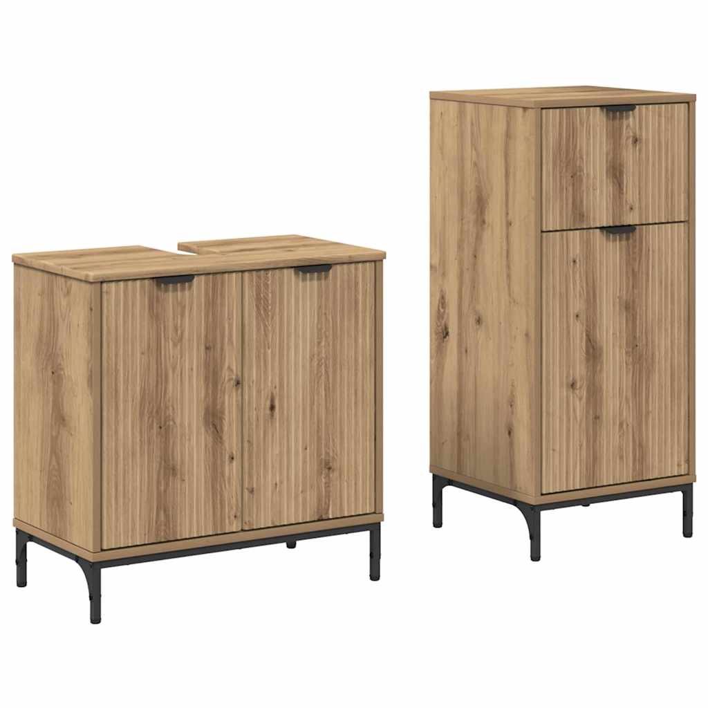 Ensemble de mobilier de salle de bain 2 pièces Chêne artisanal