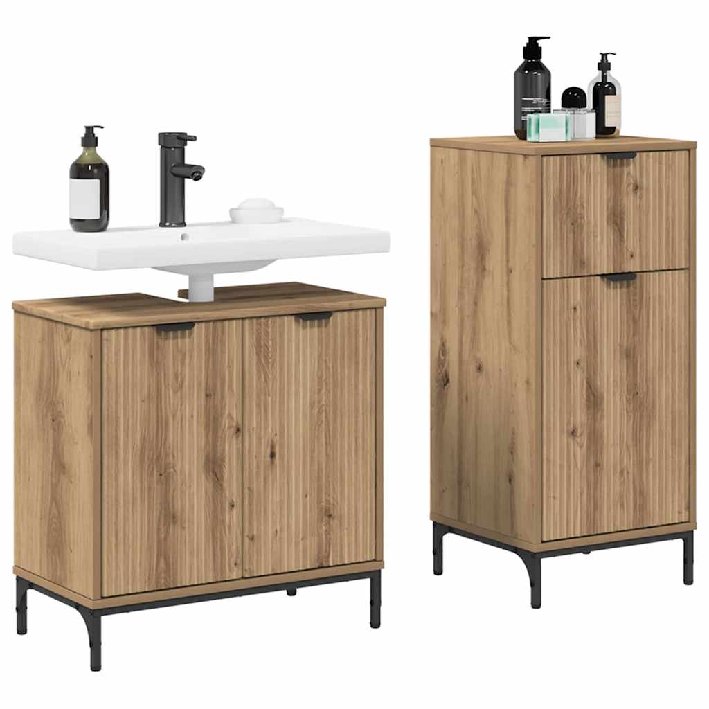 Ensemble de mobilier de salle de bain 2 pièces Chêne artisanal