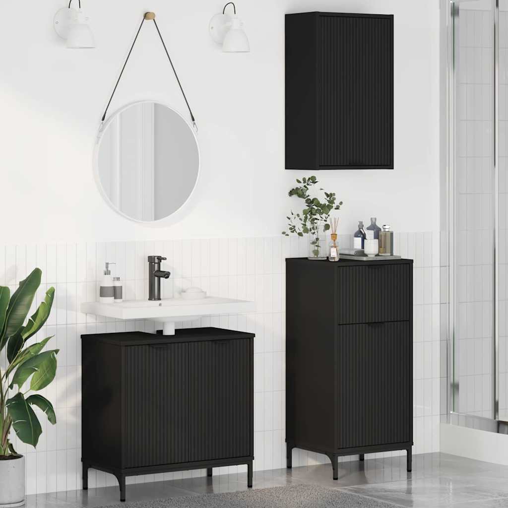Ensemble de mobilier de salle de bain 3 pc Noir