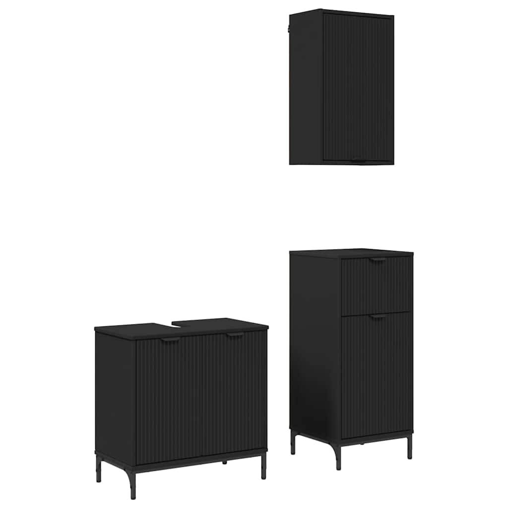 Ensemble de mobilier de salle de bain 3 pc Noir
