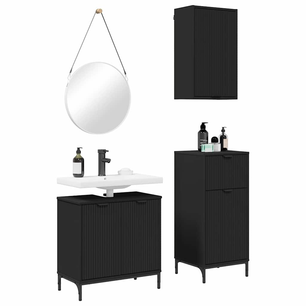 Ensemble de mobilier de salle de bain 3 pc Noir