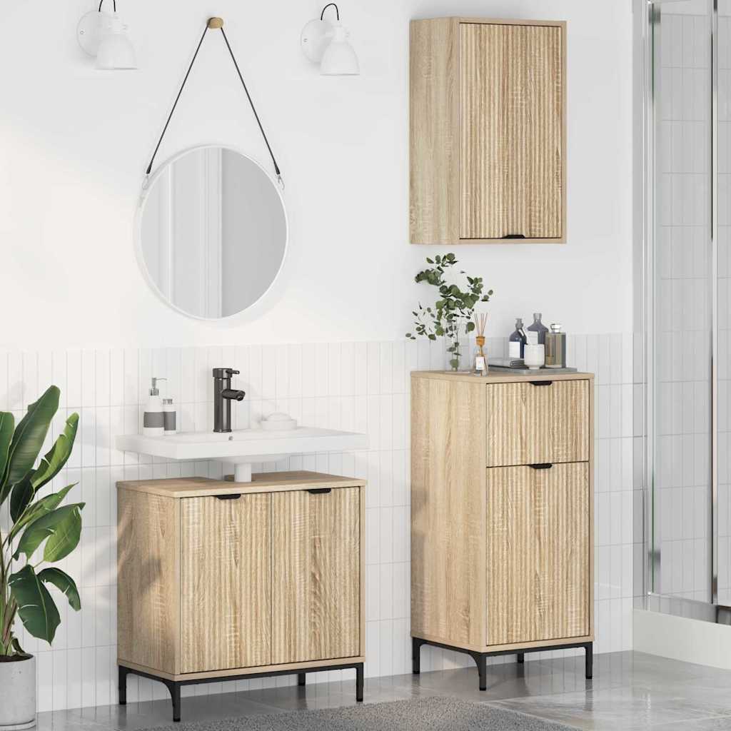 Ensemble de mobilier de salle de bain 3 pc Chêne Sonoma