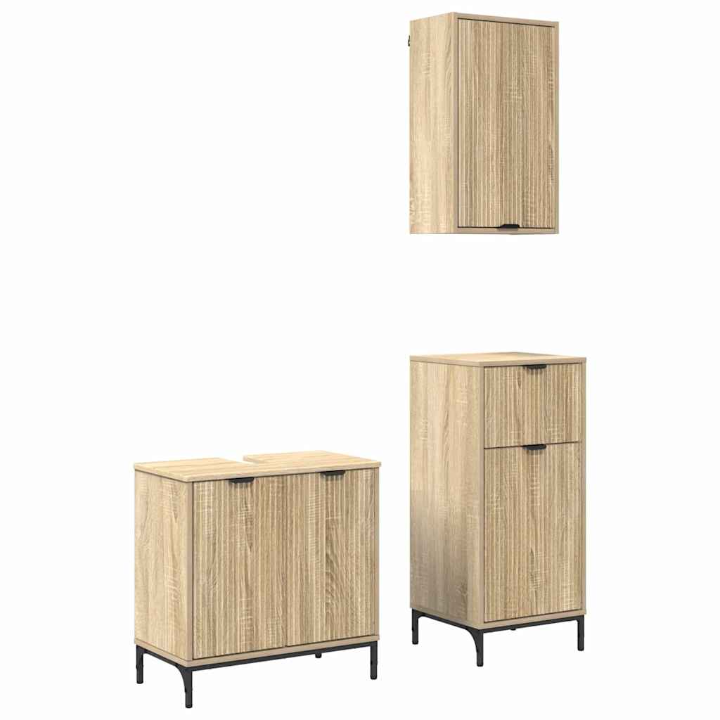 Ensemble de mobilier de salle de bain 3 pc Chêne Sonoma
