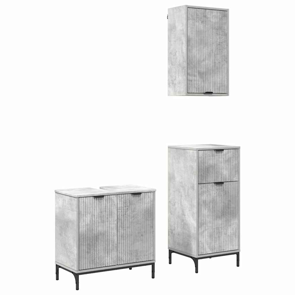 Ensemble de mobilier de salle de bain 3 pièces Gris béton