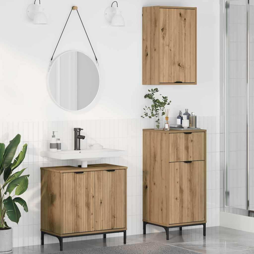Ensemble de mobilier de salle de bain 3 pc Chêne artisanal