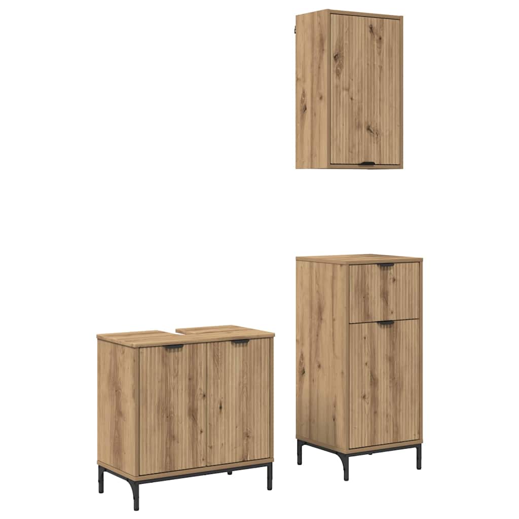 Ensemble de mobilier de salle de bain 3 pc Chêne artisanal