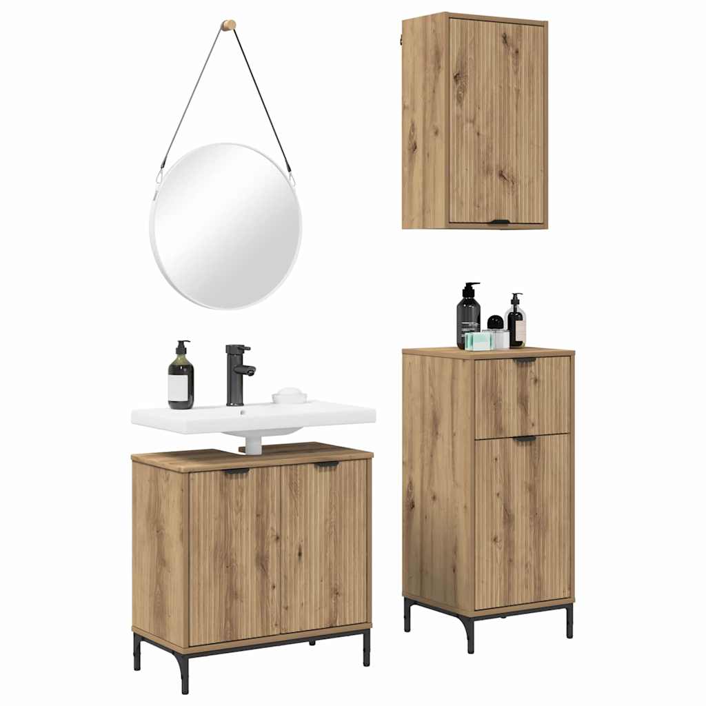 Ensemble de mobilier de salle de bain 3 pc Chêne artisanal