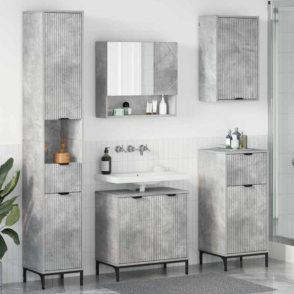 Ensemble de mobilier de salle de bain avec tiroir Gris béton - XIOS