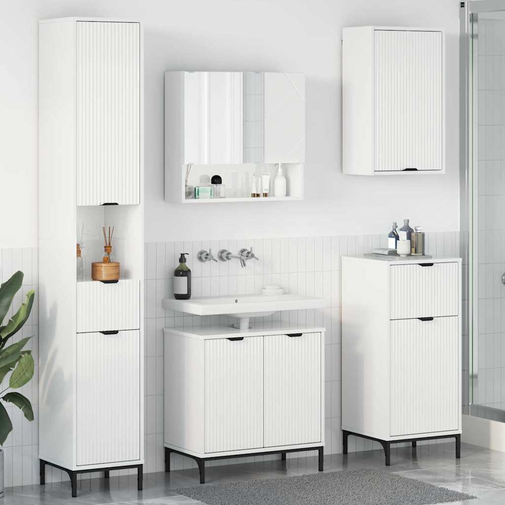 Ensemble de mobilier de salle de bain avec porte Blanc brillant - XIOS