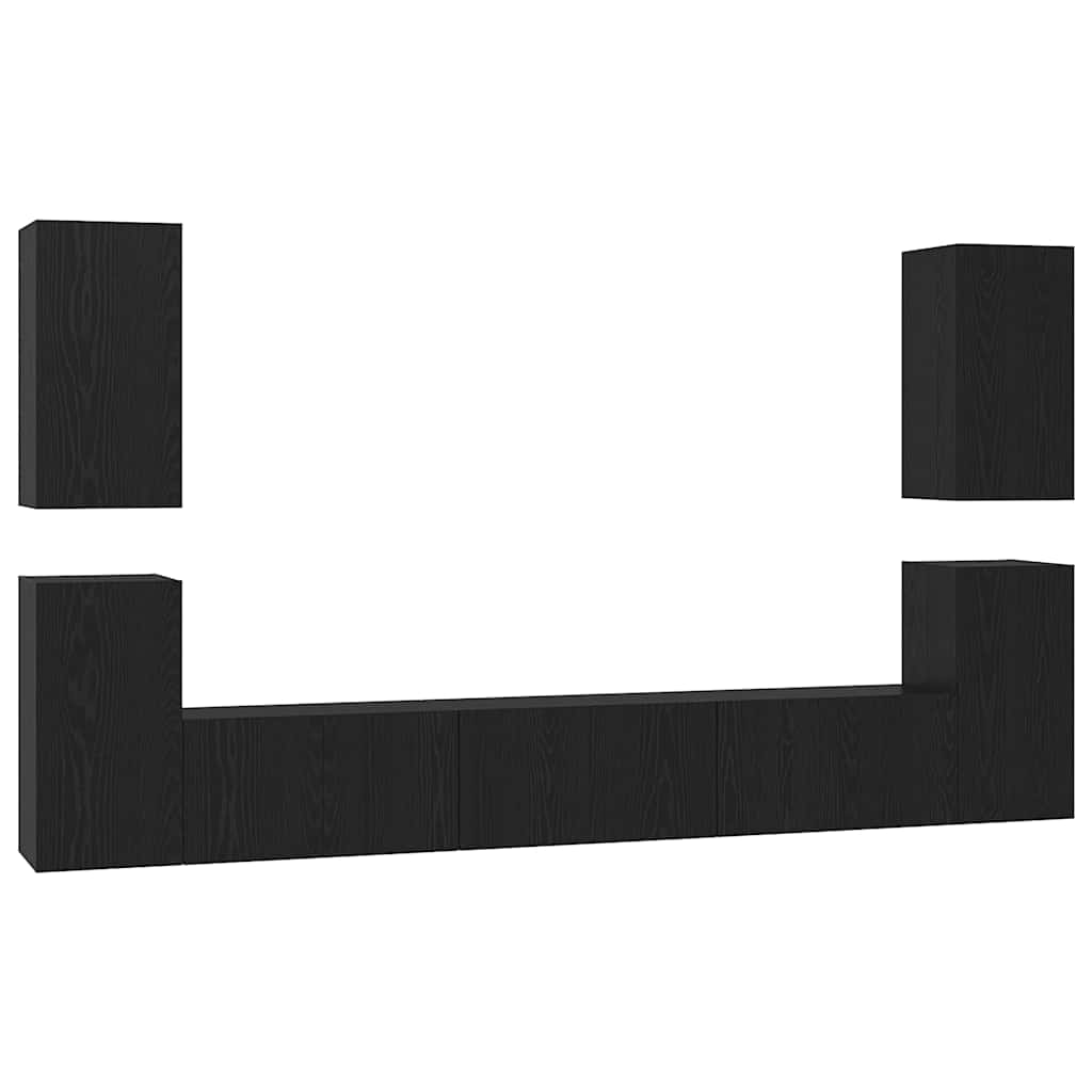 Ensemble meuble TV 7 pc Chêne noir Bois d'ingénierie