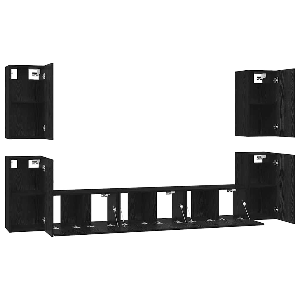 Ensemble meuble TV 7 pc Chêne noir Bois d'ingénierie
