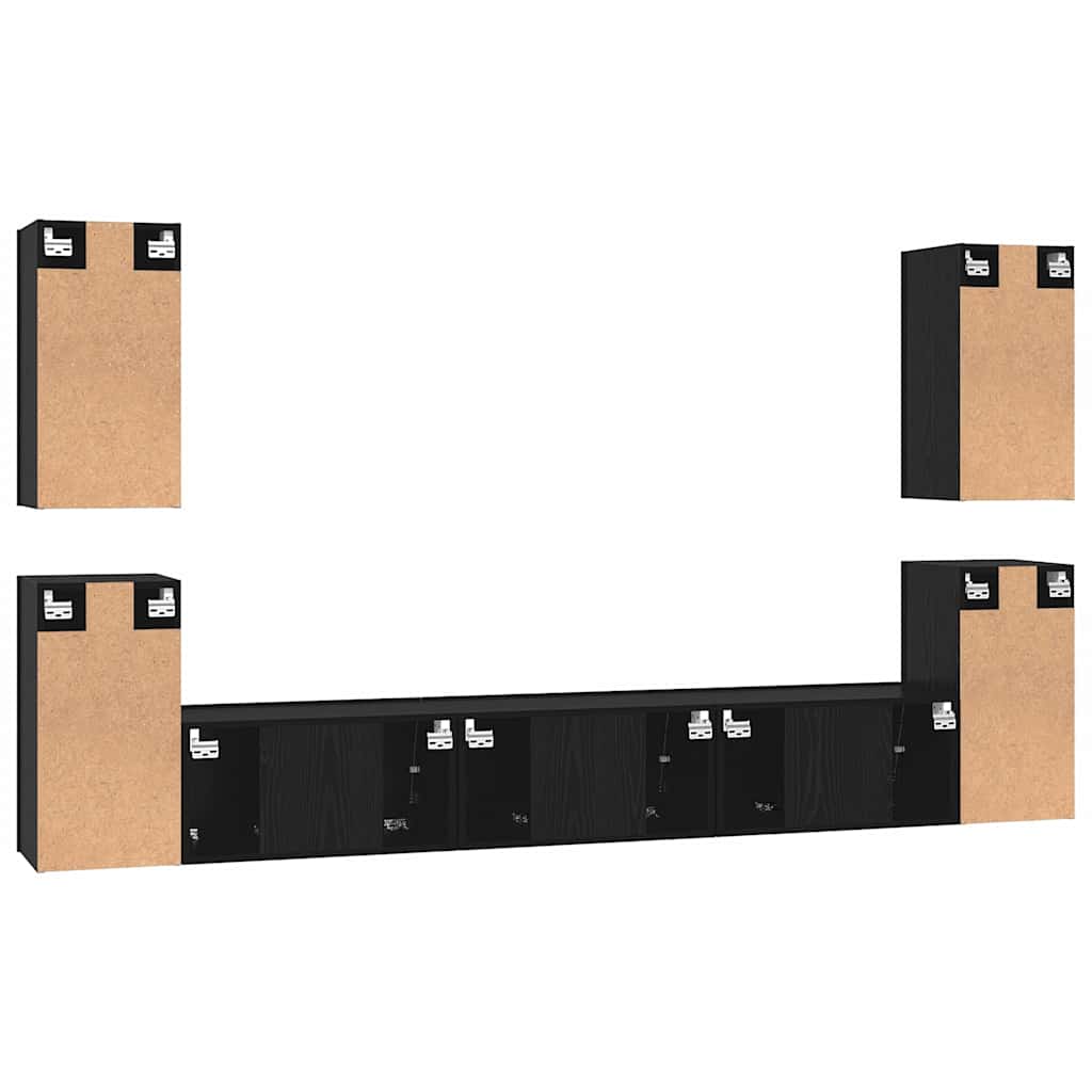 Ensemble meuble TV 7 pc Chêne noir Bois d'ingénierie
