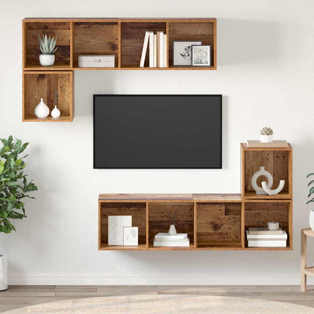 Ensemble meuble TV 4 pcs Bois Ancien Bois d'ingénierie - XIOS