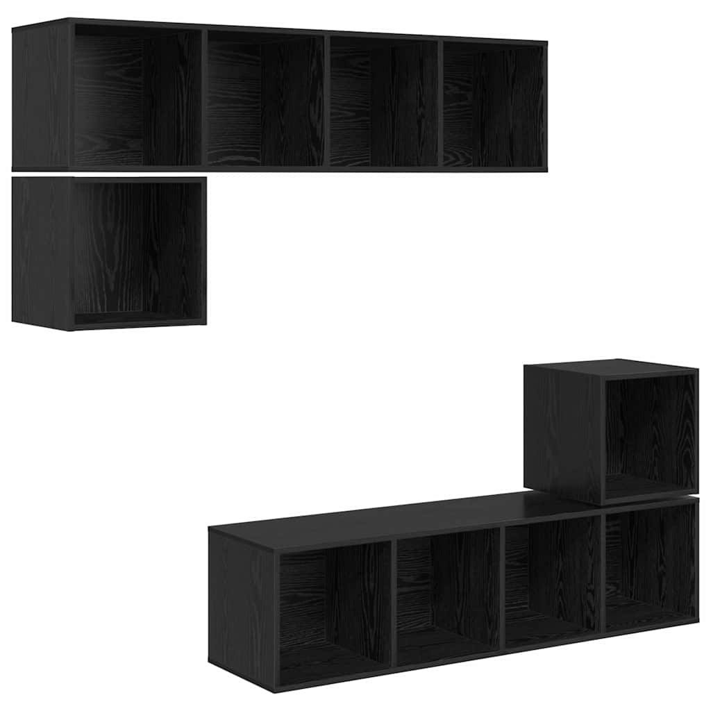 Ensemble meuble TV 4 pc Chêne noir Bois d'ingénierie
