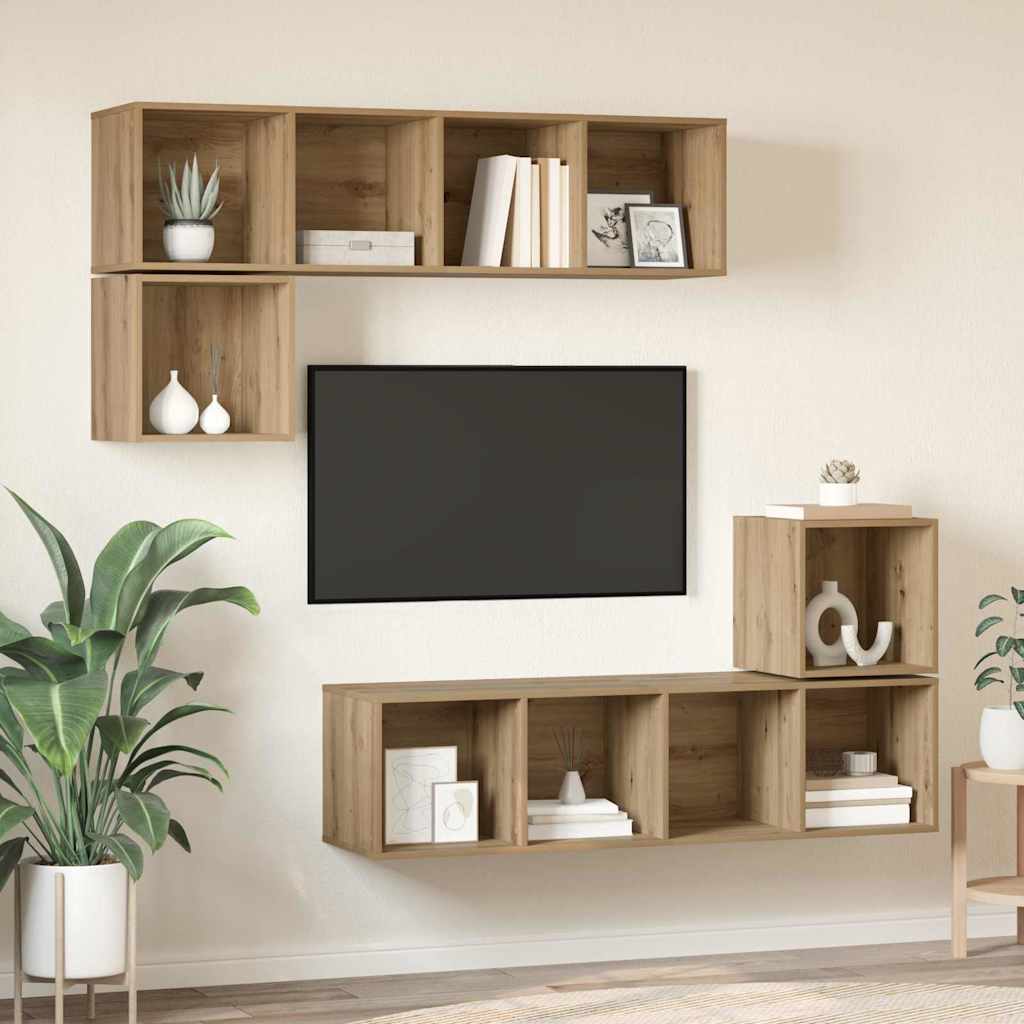 Ensemble meuble TV 4 pc Chêne artisanal Bois d'ingénierie