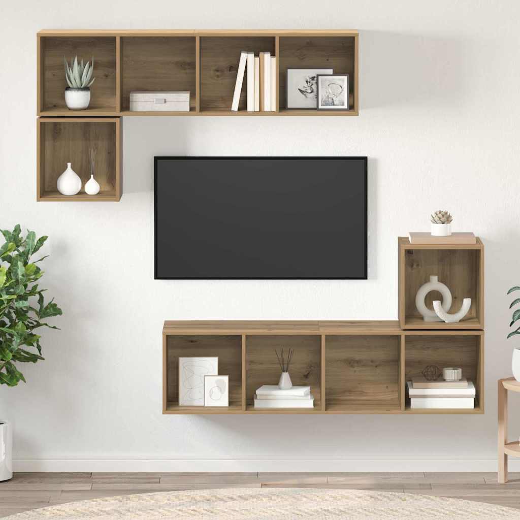 Ensemble meuble TV 4 pc Chêne artisanal Bois d'ingénierie