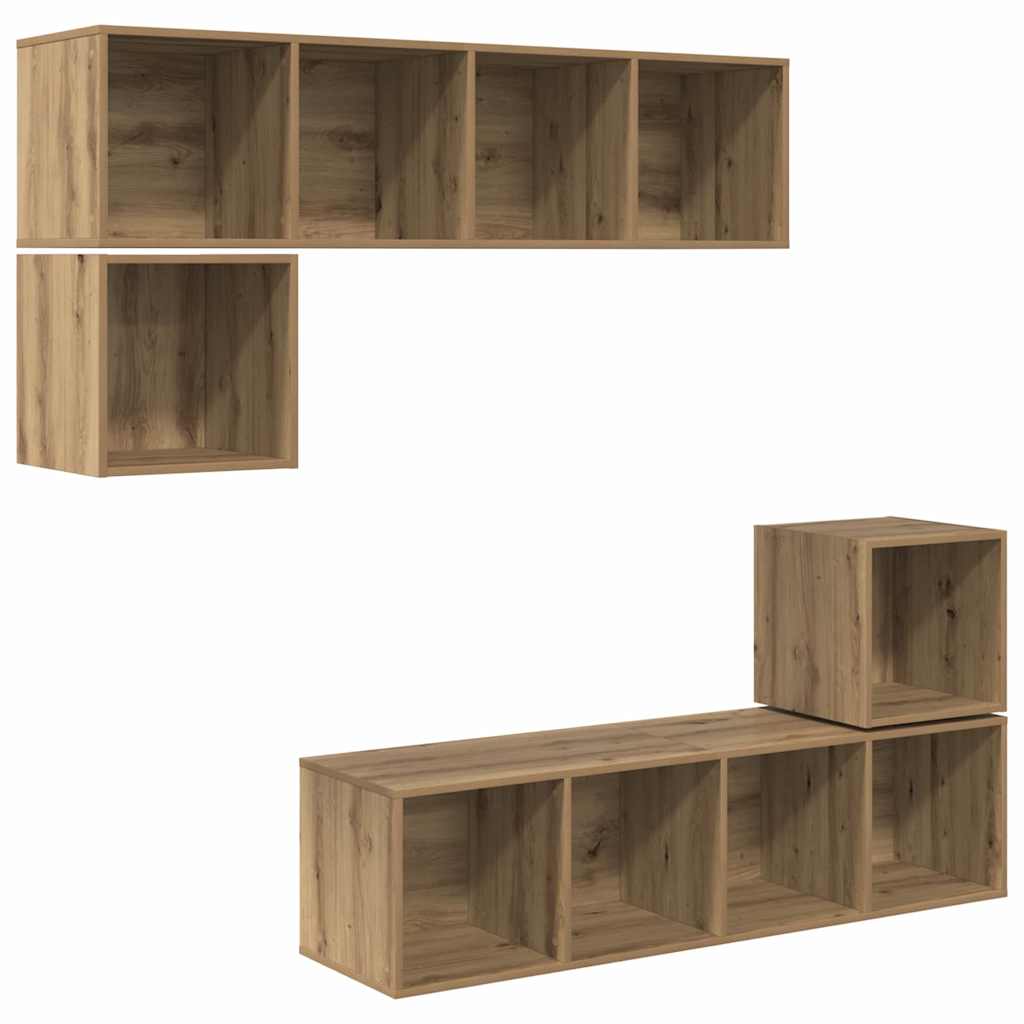 Ensemble meuble TV 4 pc Chêne artisanal Bois d'ingénierie