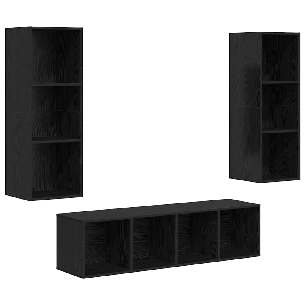 Ensemble meuble TV 3 pc Chêne noir Bois d'ingénierie