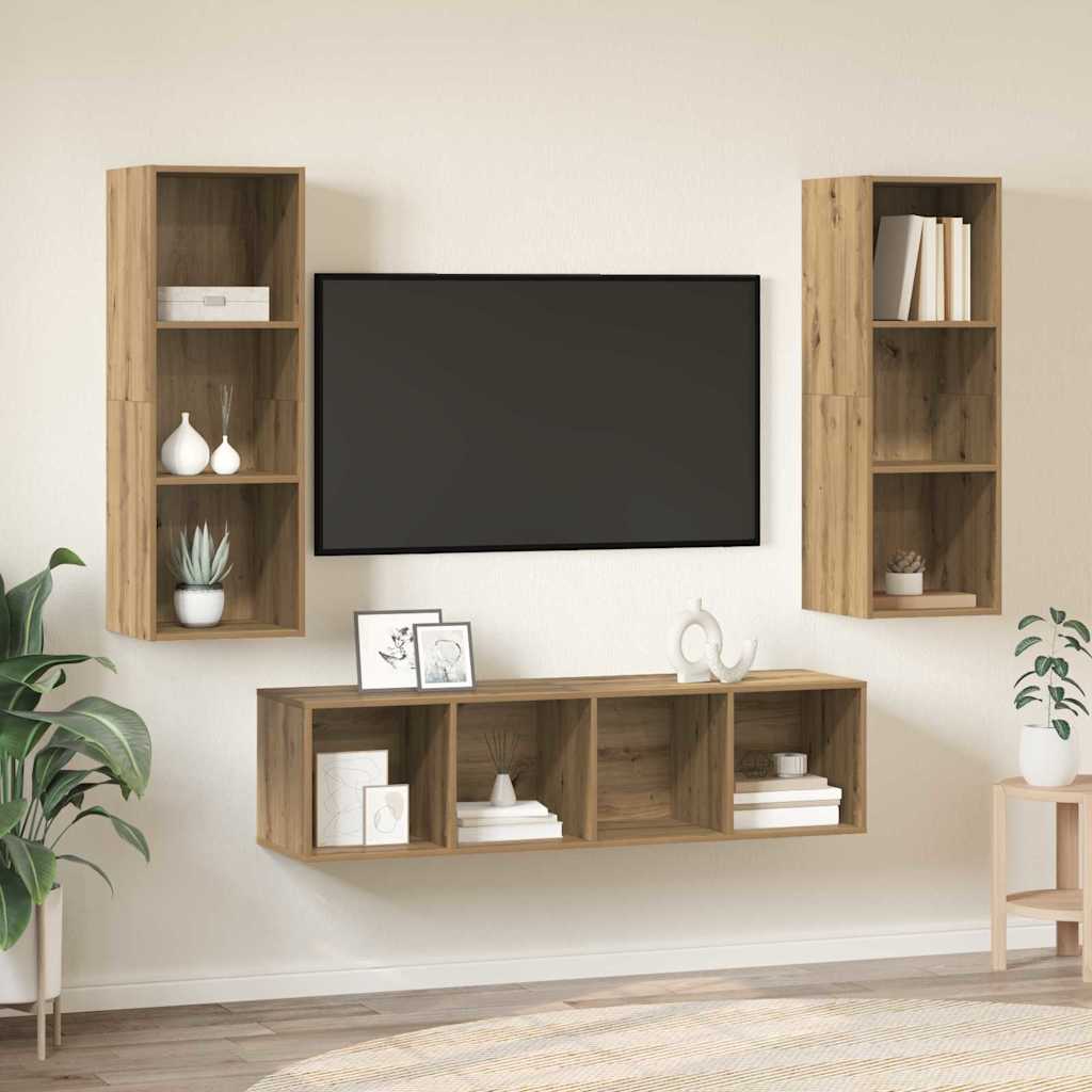 Ensemble meuble TV 3 pc Chêne artisanal Bois d'ingénierie