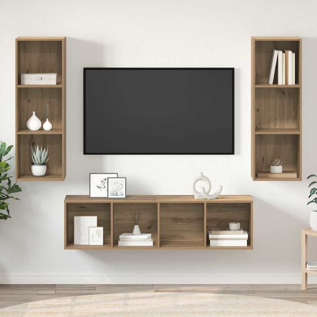 Ensemble meuble TV 3 pc Chêne artisanal Bois d'ingénierie