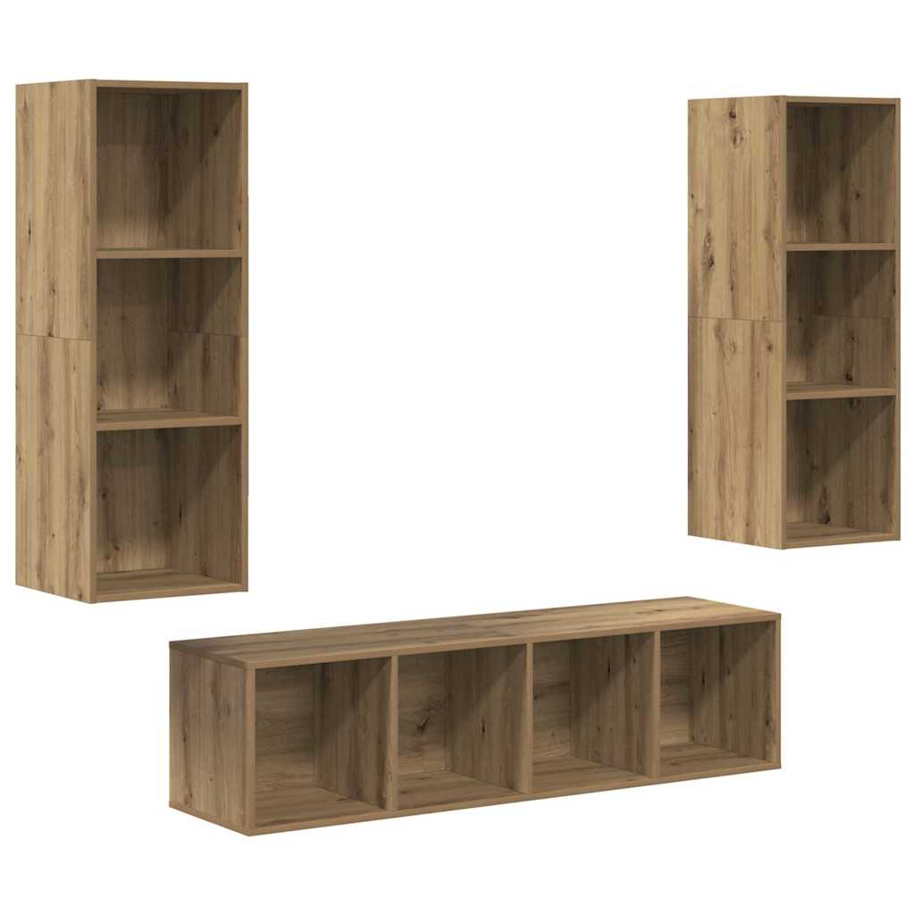 Ensemble meuble TV 3 pc Chêne artisanal Bois d'ingénierie