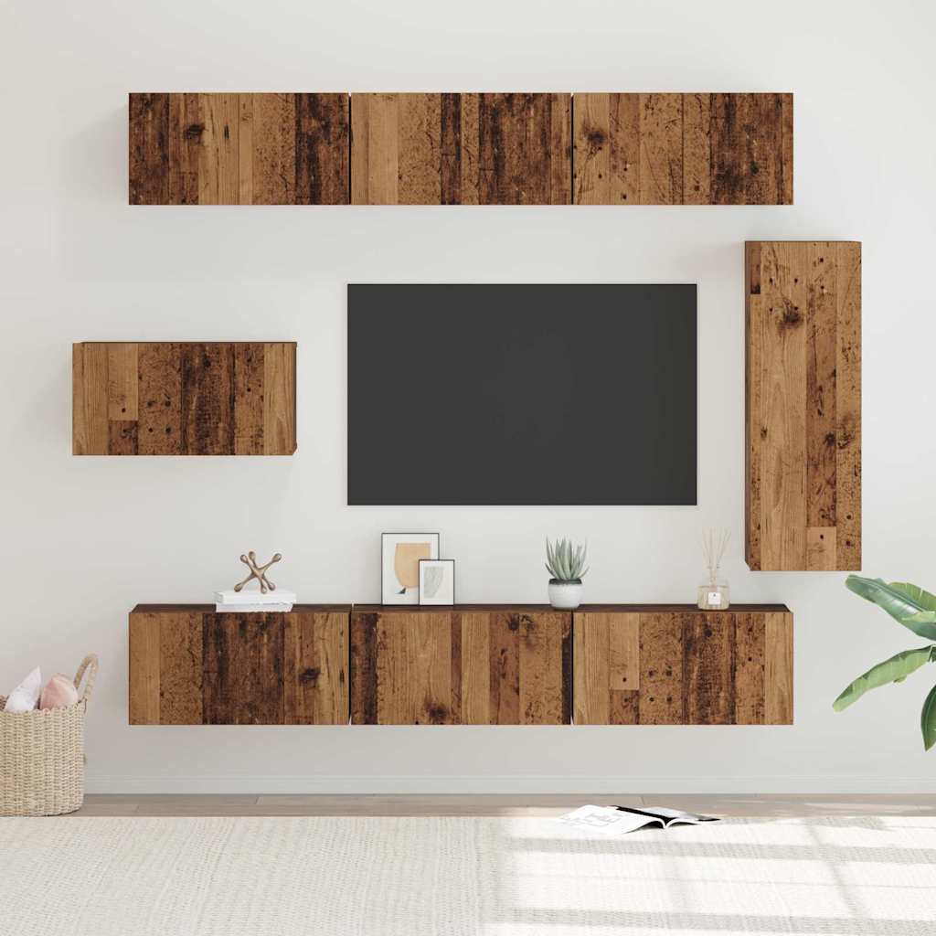 Ensemble meuble TV 8 pc Bois Ancien Bois d'ingénierie