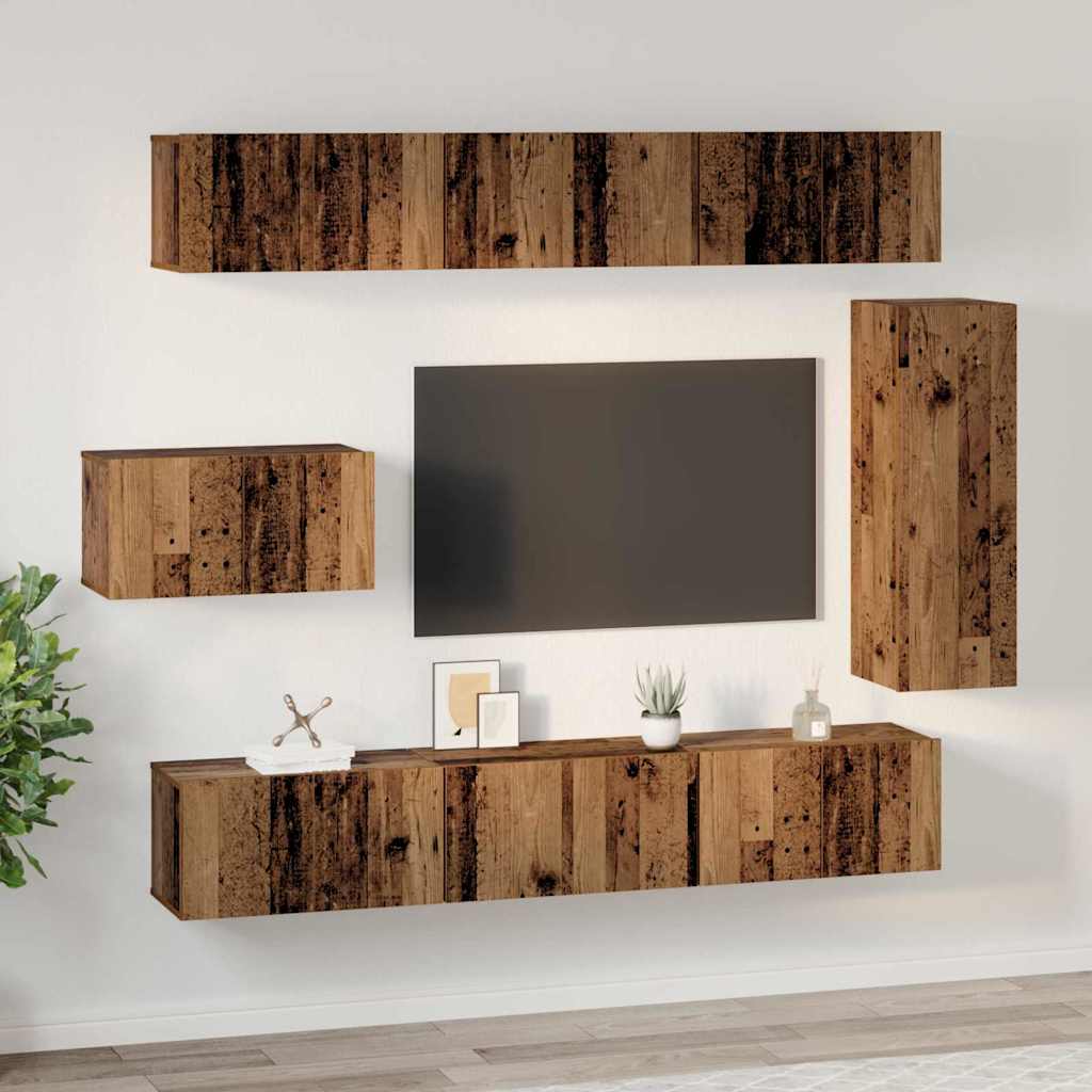 Ensemble meuble TV 8 pc Bois Ancien Bois d'ingénierie