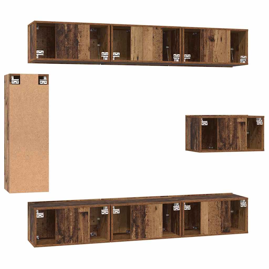 Ensemble meuble TV 8 pcs Bois ancien 30,5 x 30 x 90 cm - XIOS
